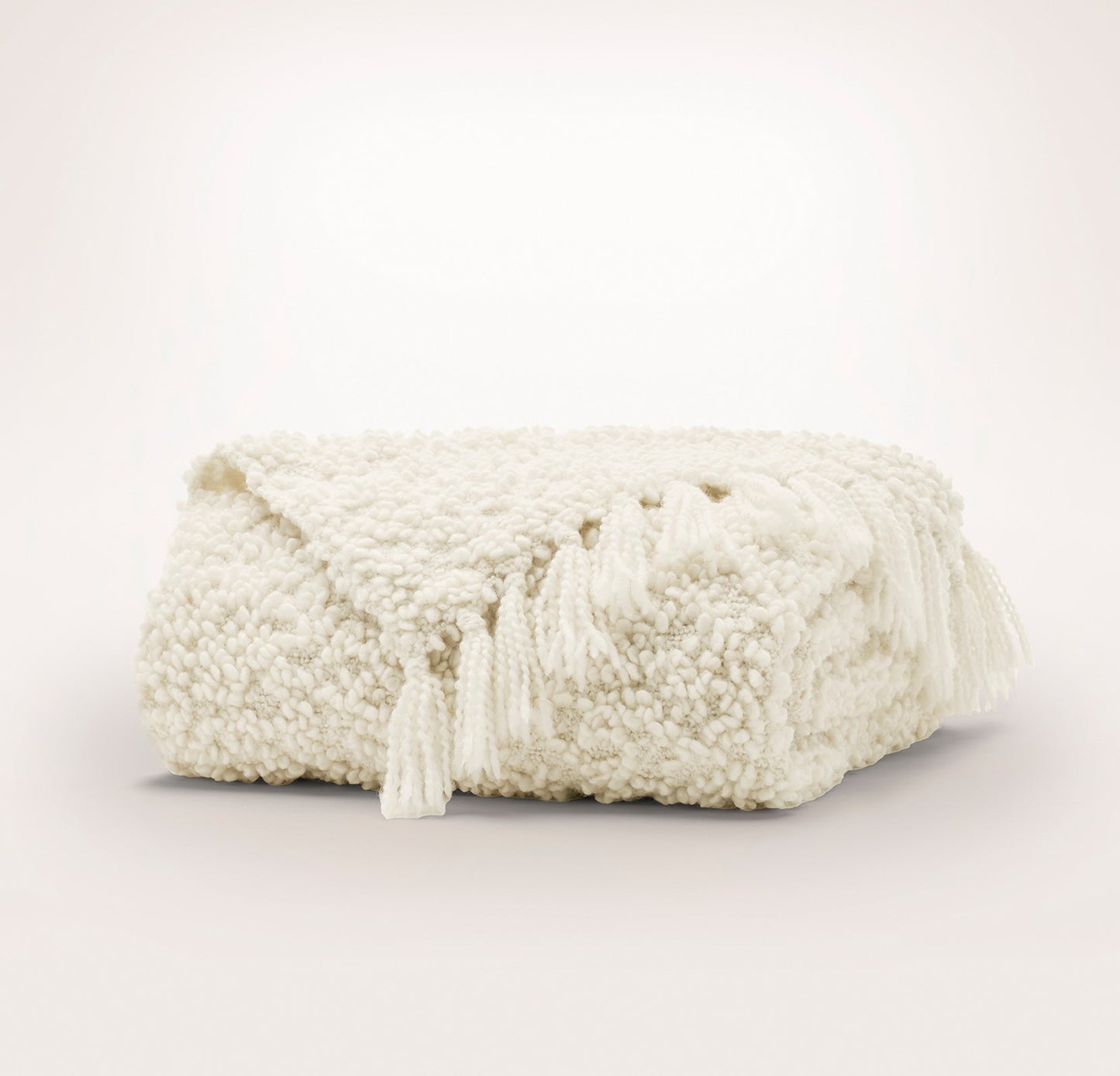 Cozy Bouclé Throw Blanket - Cream