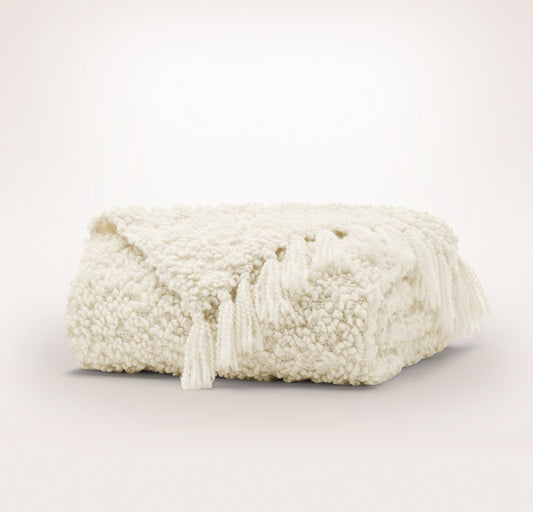 Cozy Bouclé Throw Blanket - Cream