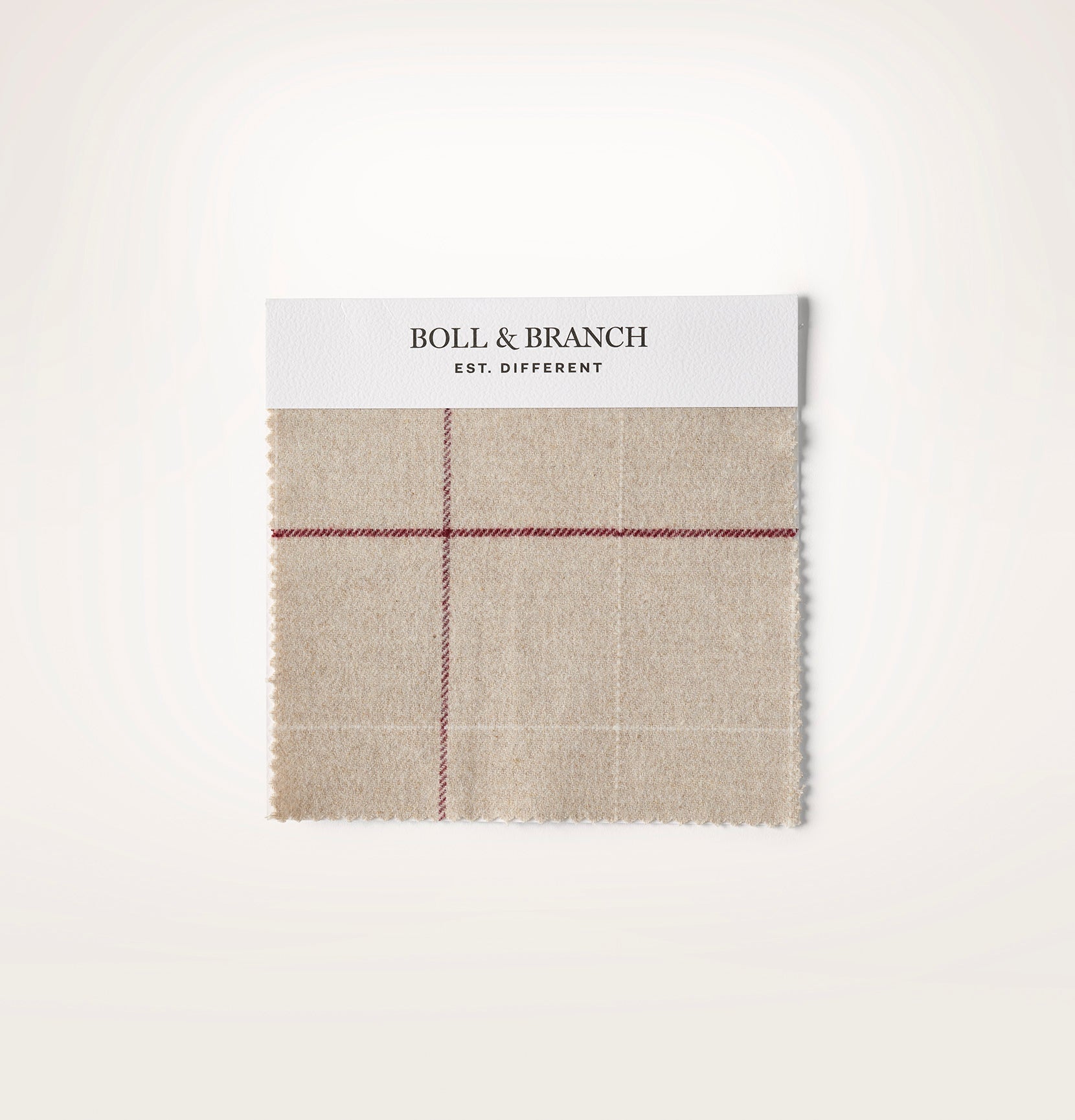 Flannel Fabric Swatch - Heathered Oatmeal/Holly Windowpane