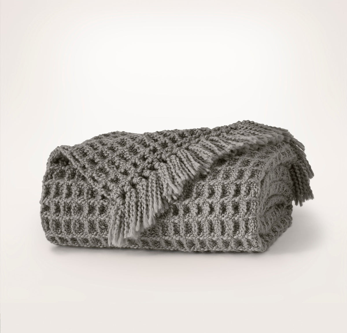 Grand Waffle Merino Wool Throw Blanket - Stone